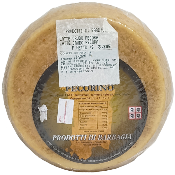 Formaggio Pecorino a Latte Crudo Prodotti di Barbagia